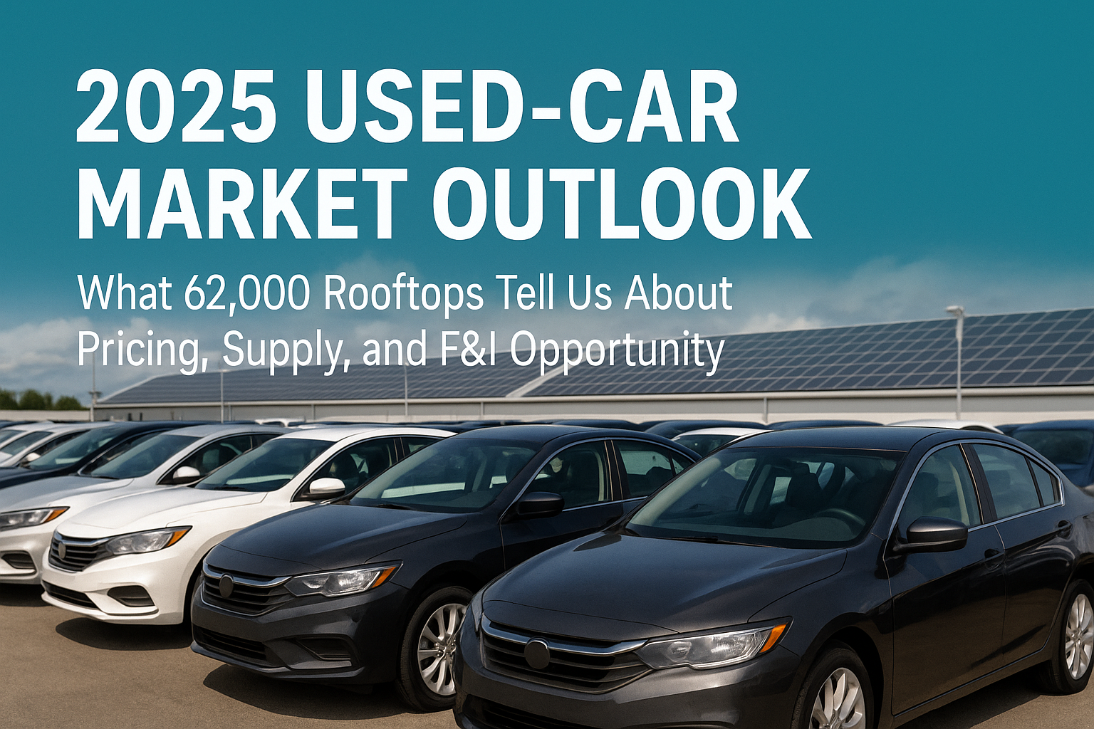 Data dashboard displaying used-car pricing trends, dealership inventory levels, and F&I opportunities for 2025 in the U.S. auto market.