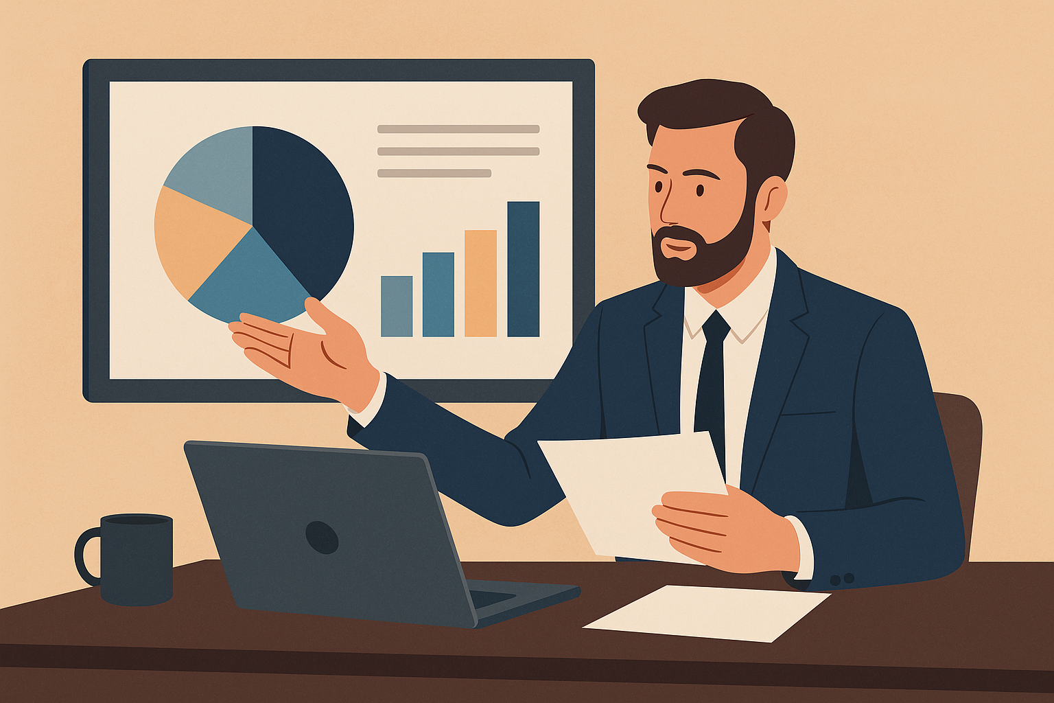 Independent F&I agent presenting product options to a car buyer in a dealership office, showcasing a confident and professional sales process.