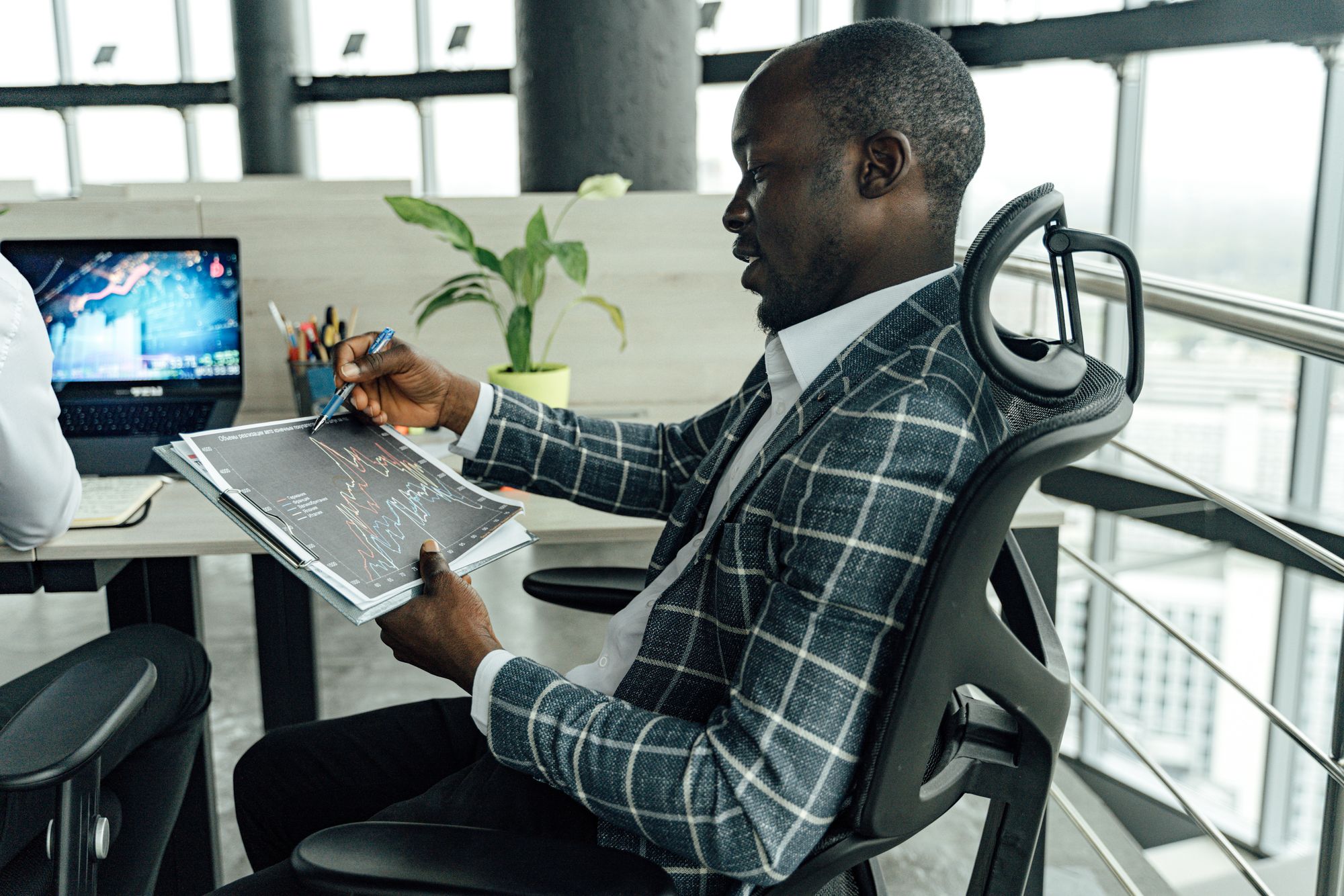 Sales professional in conversation